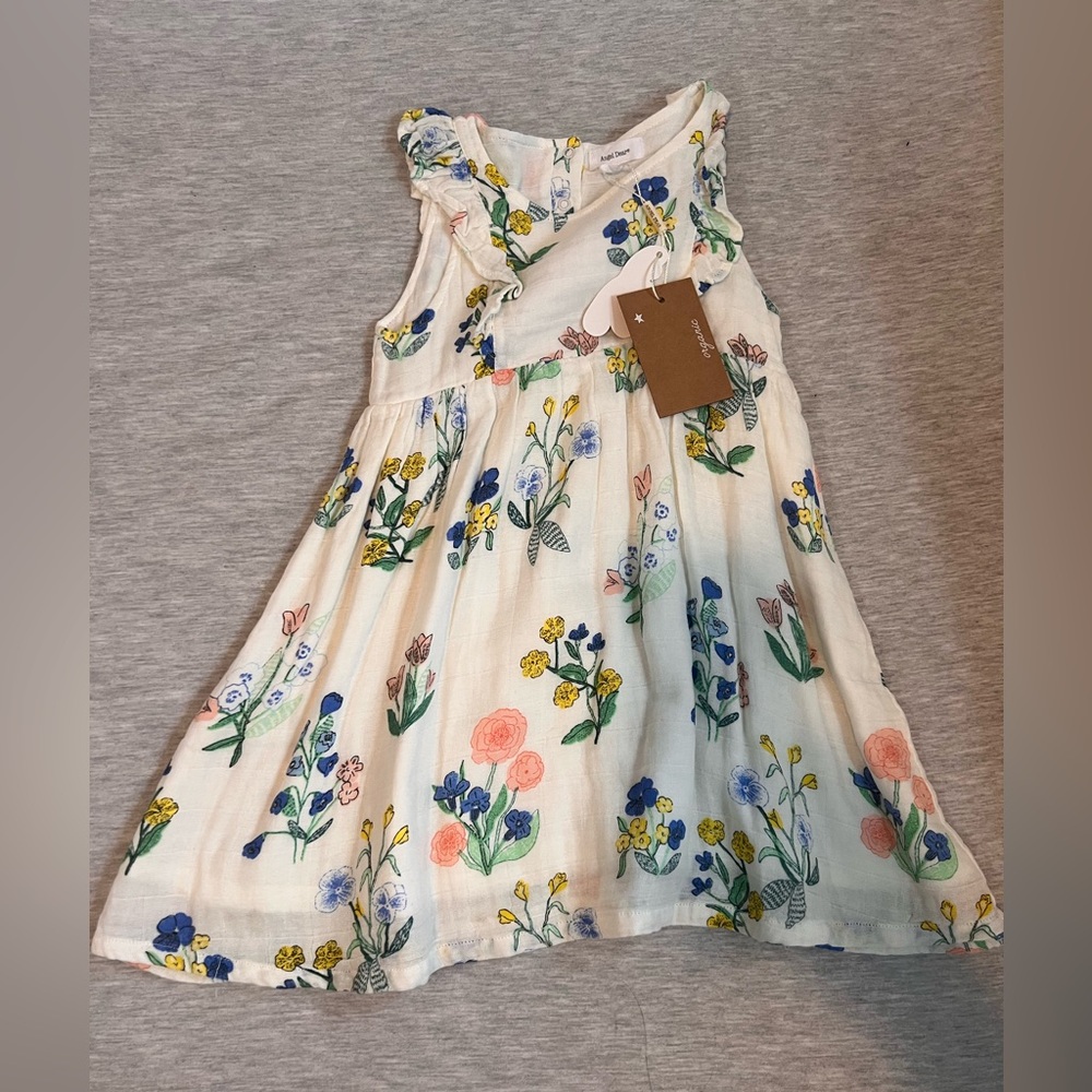 Floral Kids Dress - White with Multicolor Print